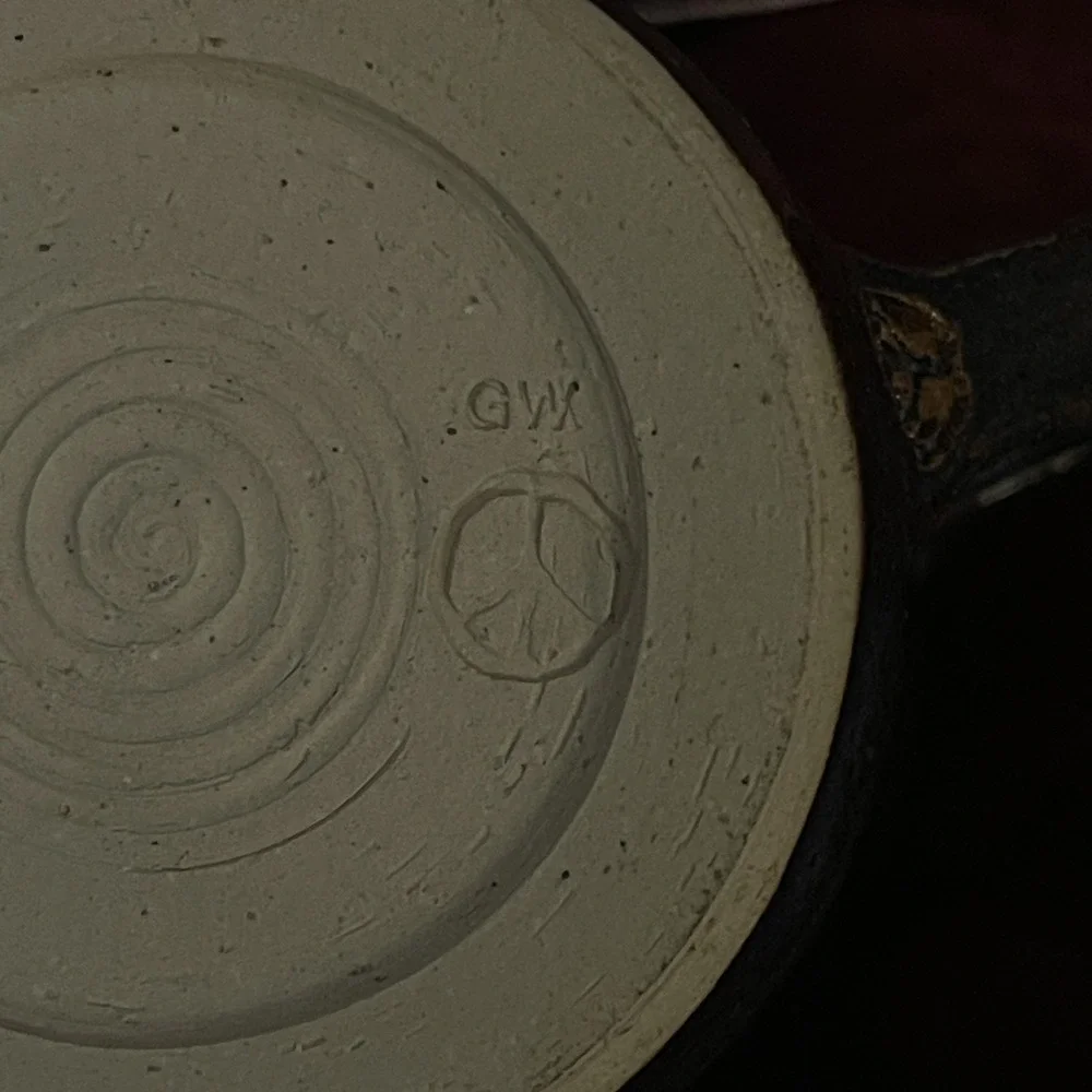Handmade Hiwasse Arkansas Pottery Mug Peace Mark‎ GWX Signed Ceramic Art Cup